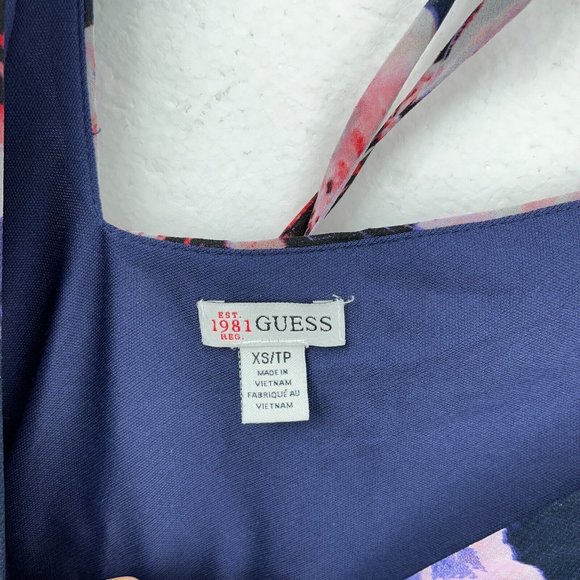 GUESS Floral V Neck Mini Dress Blue Size XS - Picture 3 of 3